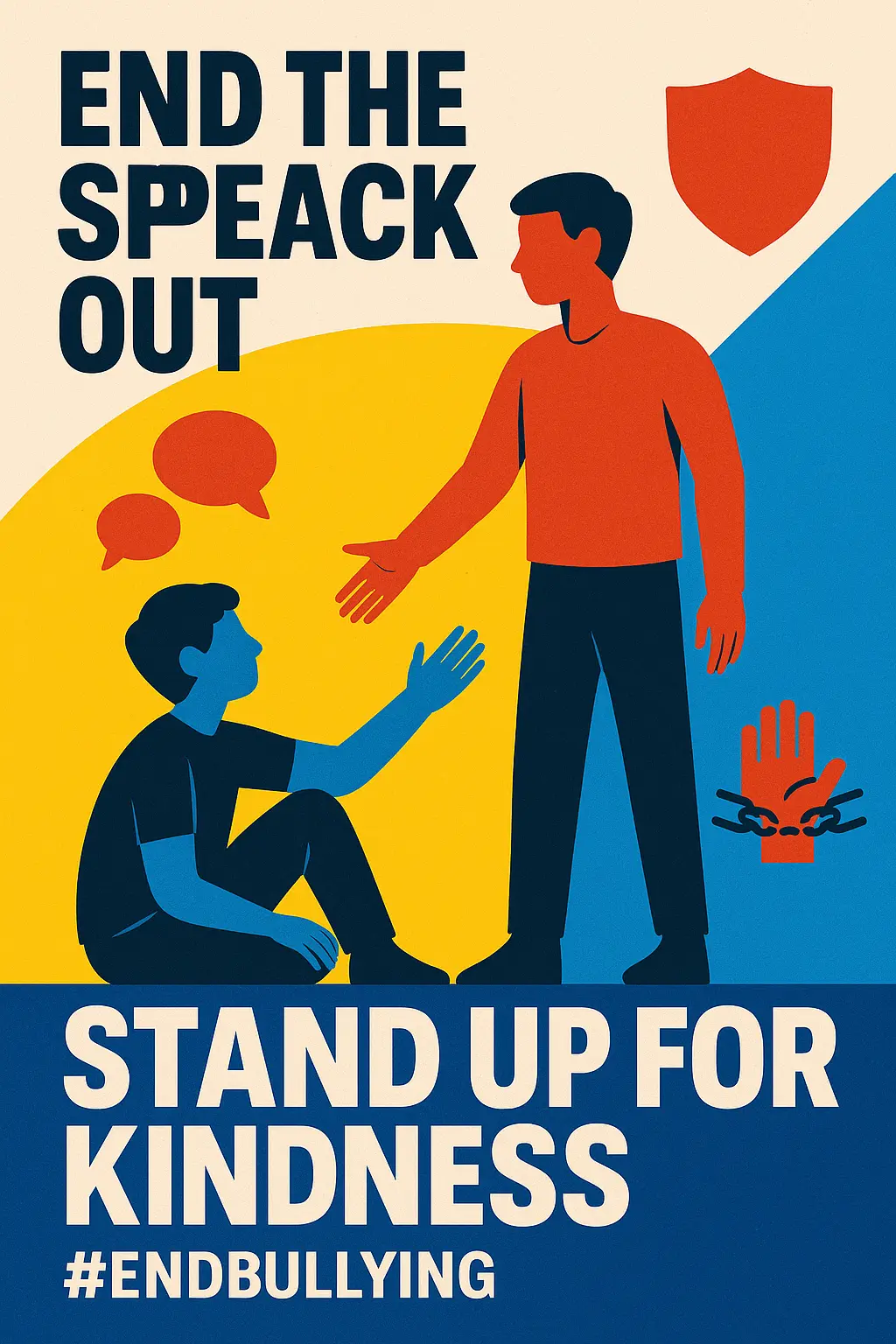 Anti-Bullying Poster template featuring a supportive handshake and empowering slogan