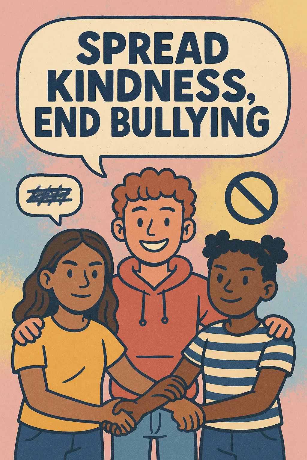 Anti-Bullying Poster template with youth unity and support