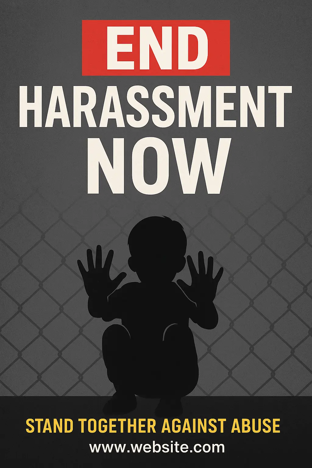 Anti-Bullying Poster template with bold red slogan and child in distress