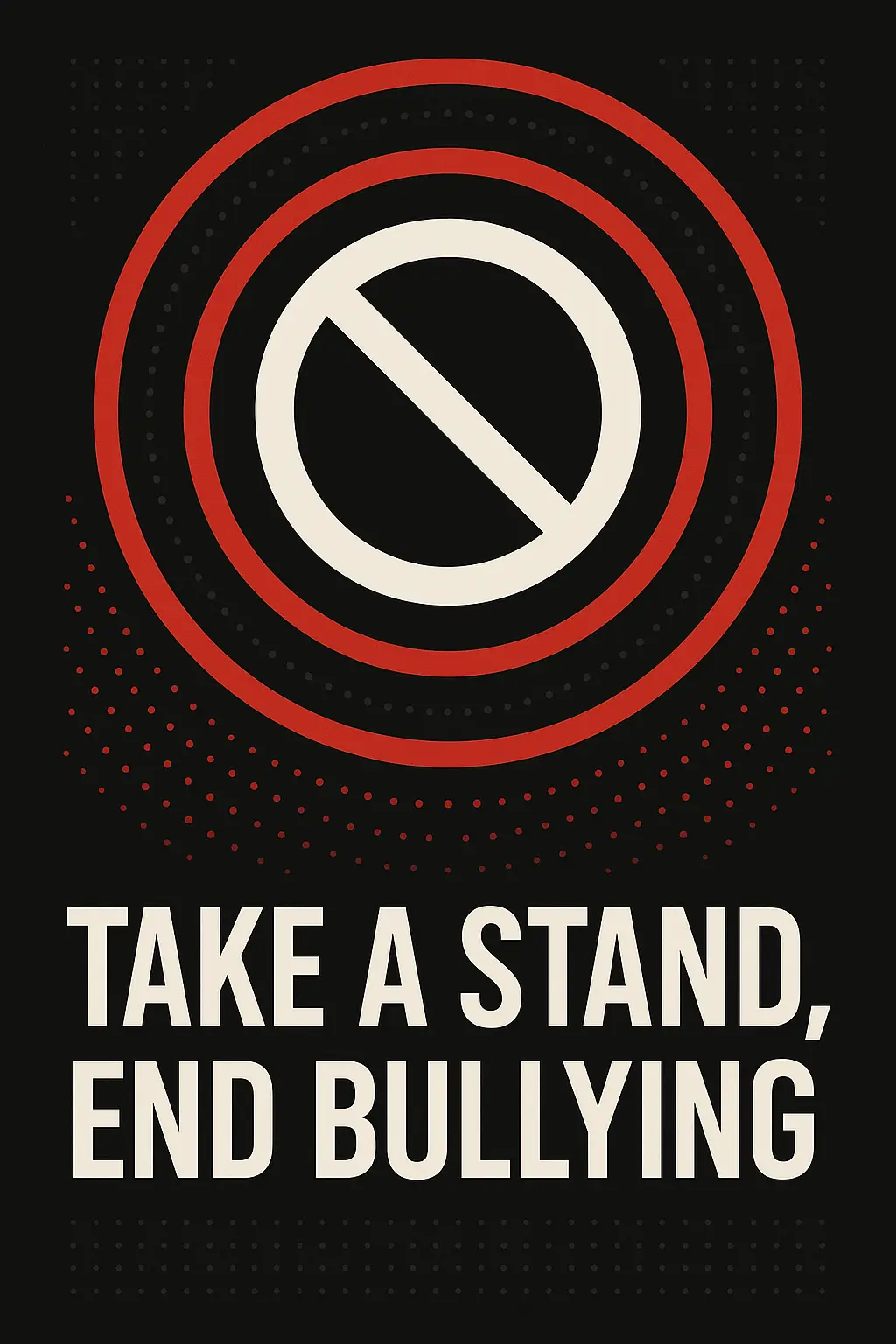 Anti-Bullying Poster template with bold red and white design, central icon and slogan 'Take a Stand, End Bullying'