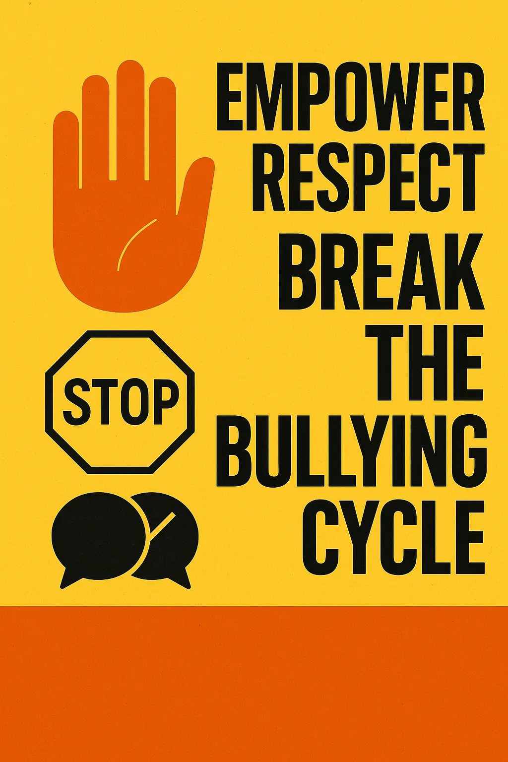 Anti-Bullying Poster template featuring empowering message with bold hand symbol