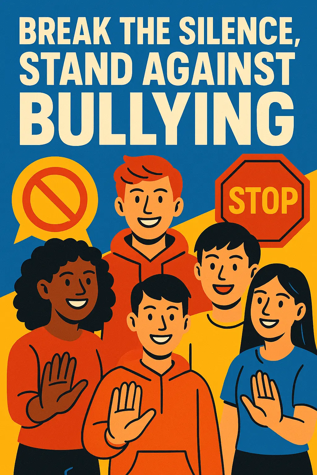 Anti-Bullying Poster template featuring youth unity and support