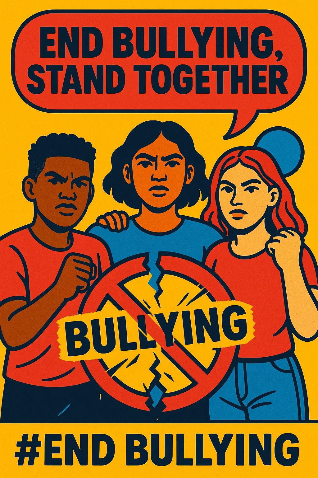 Anti-Bullying Poster template featuring bold colors and empowering youth