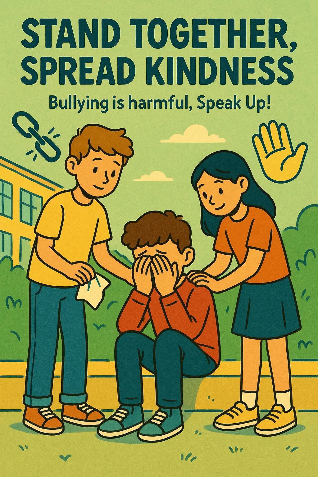 Anti-Bullying Poster template with uplifting characters offering support
