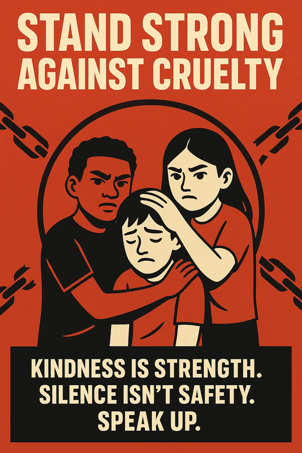 Anti-Bullying Poster template with diverse kids and bold slogan