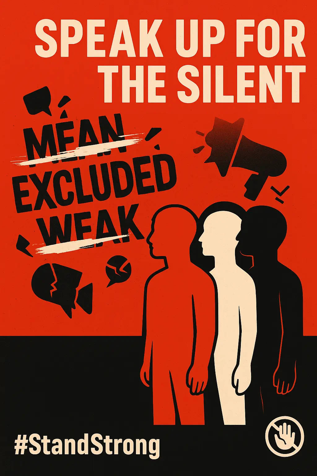 Bold Anti-Bullying Poster template with strong slogan and figures