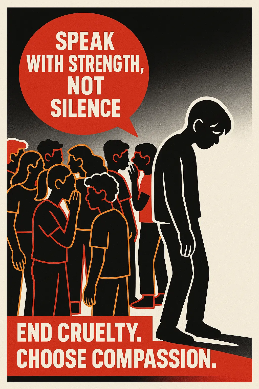 Anti-Bullying Poster template with bold colors and urgent message