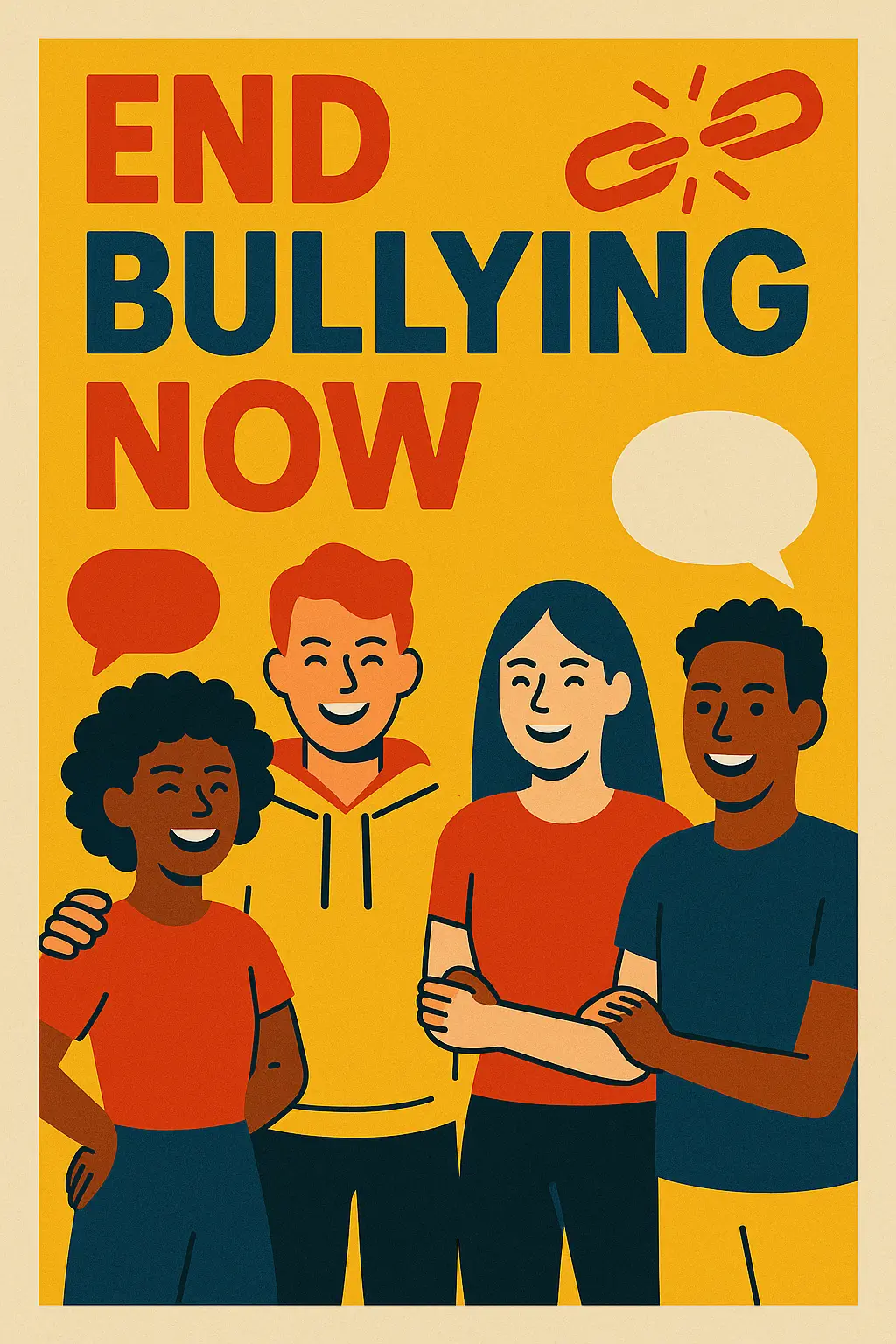 Anti-Bullying Poster template, featuring bold colors and uplifting imagery