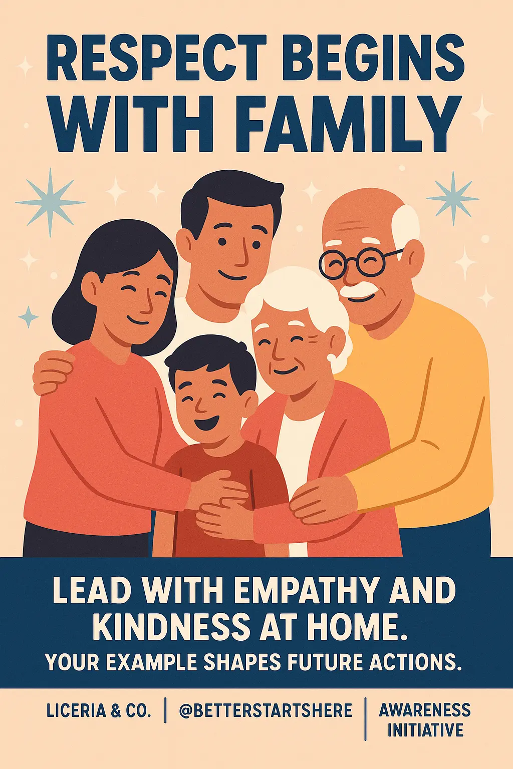 Anti-Bullying Poster template showing a united family promoting empathy