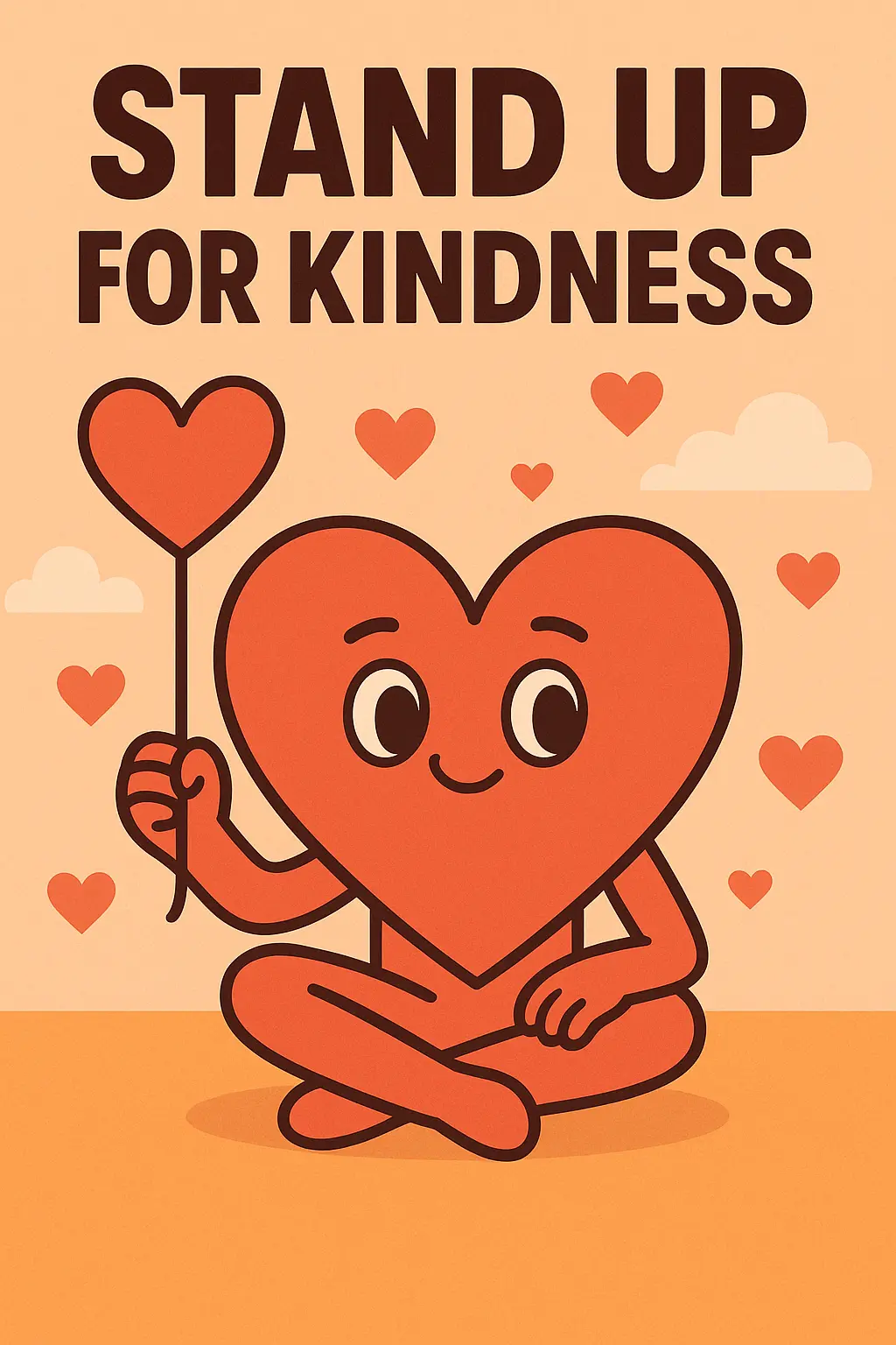 Anti-Bullying Poster template promoting kindness with heart-shaped character