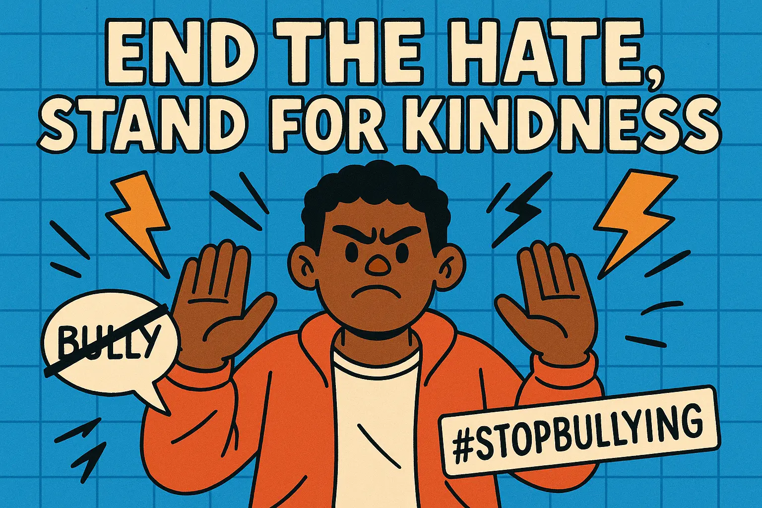 Anti-Bullying Poster template with bold red slogan and child in distress