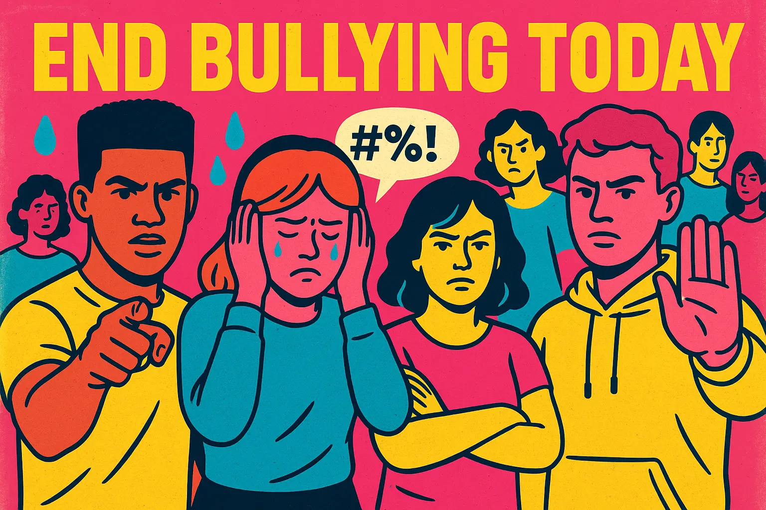 Anti-Bullying Poster template with bold text and emoji faces