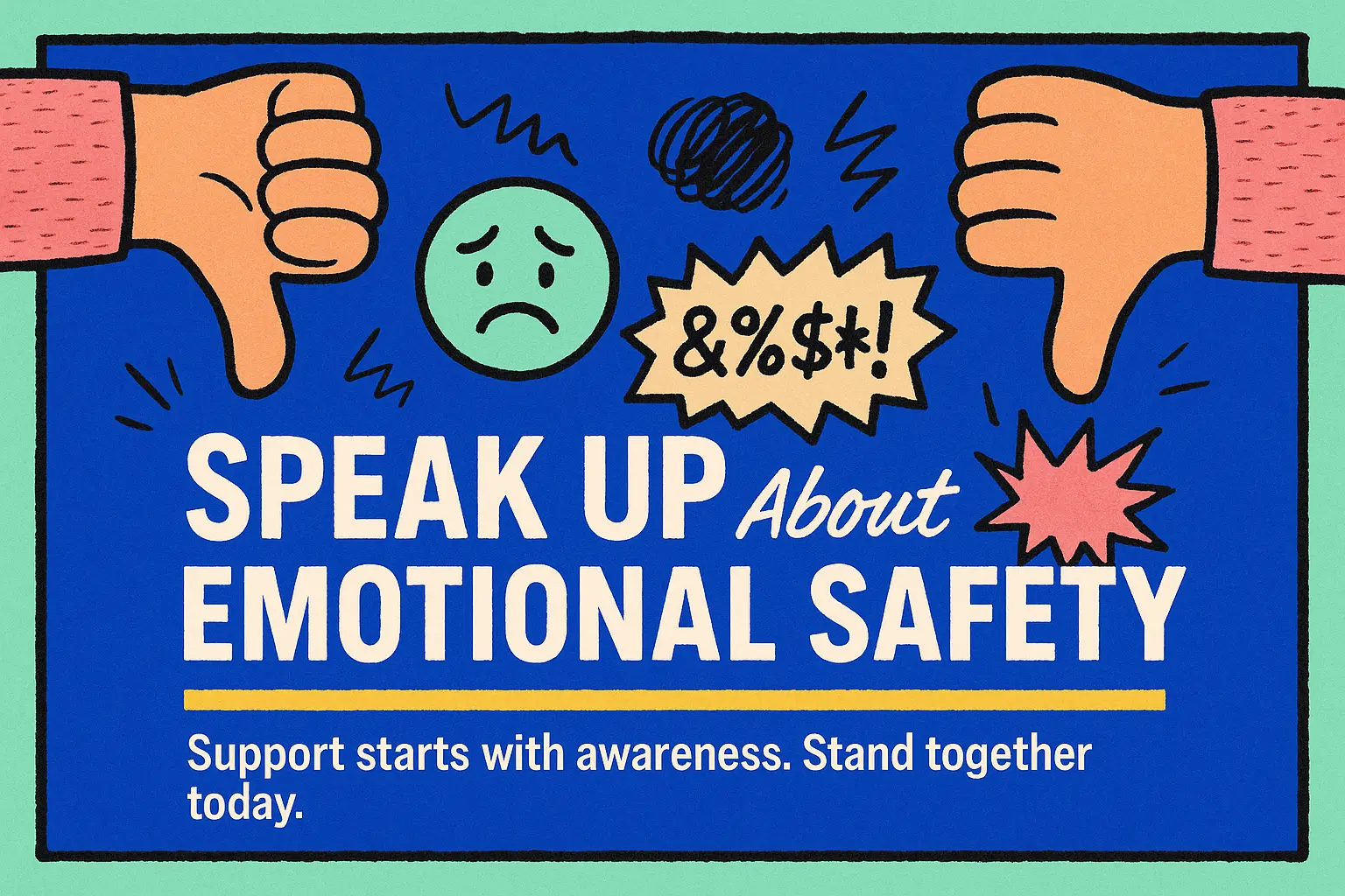 Anti-Bullying Poster template with diverse youth standing together, broken chains, and empowering slogan.