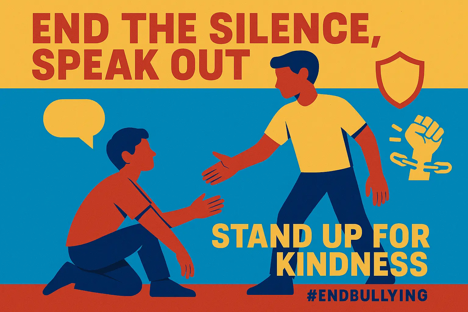 Anti-Bullying Poster template with youth standing united