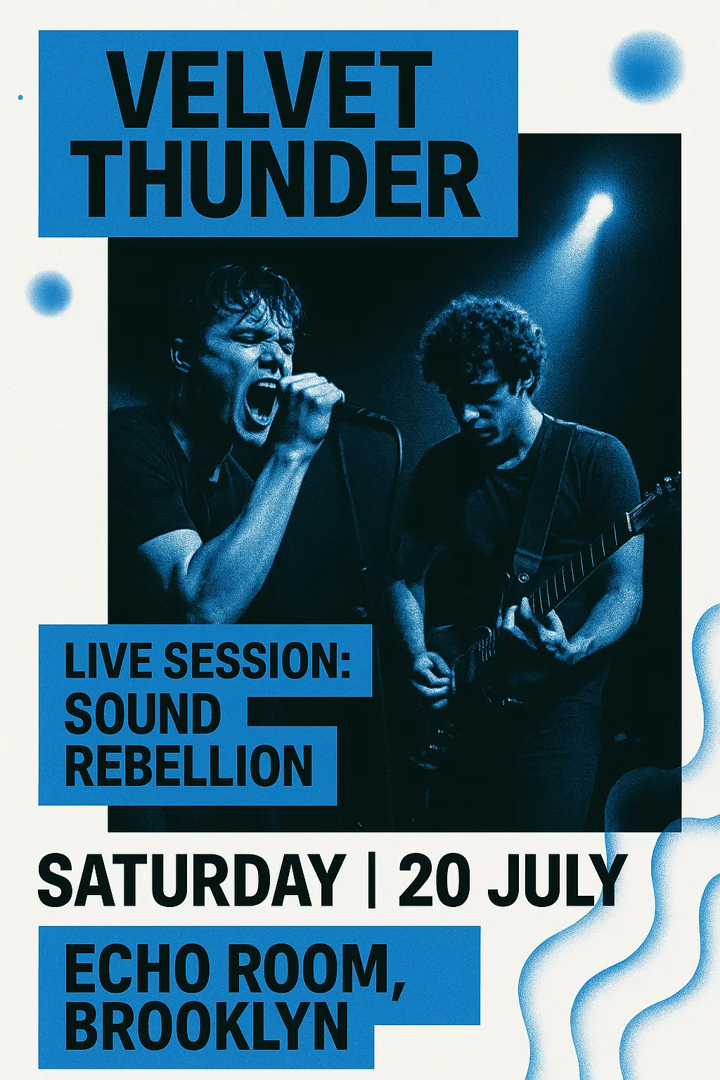 Tattooed guitarist Band Poster template in bold modern layout