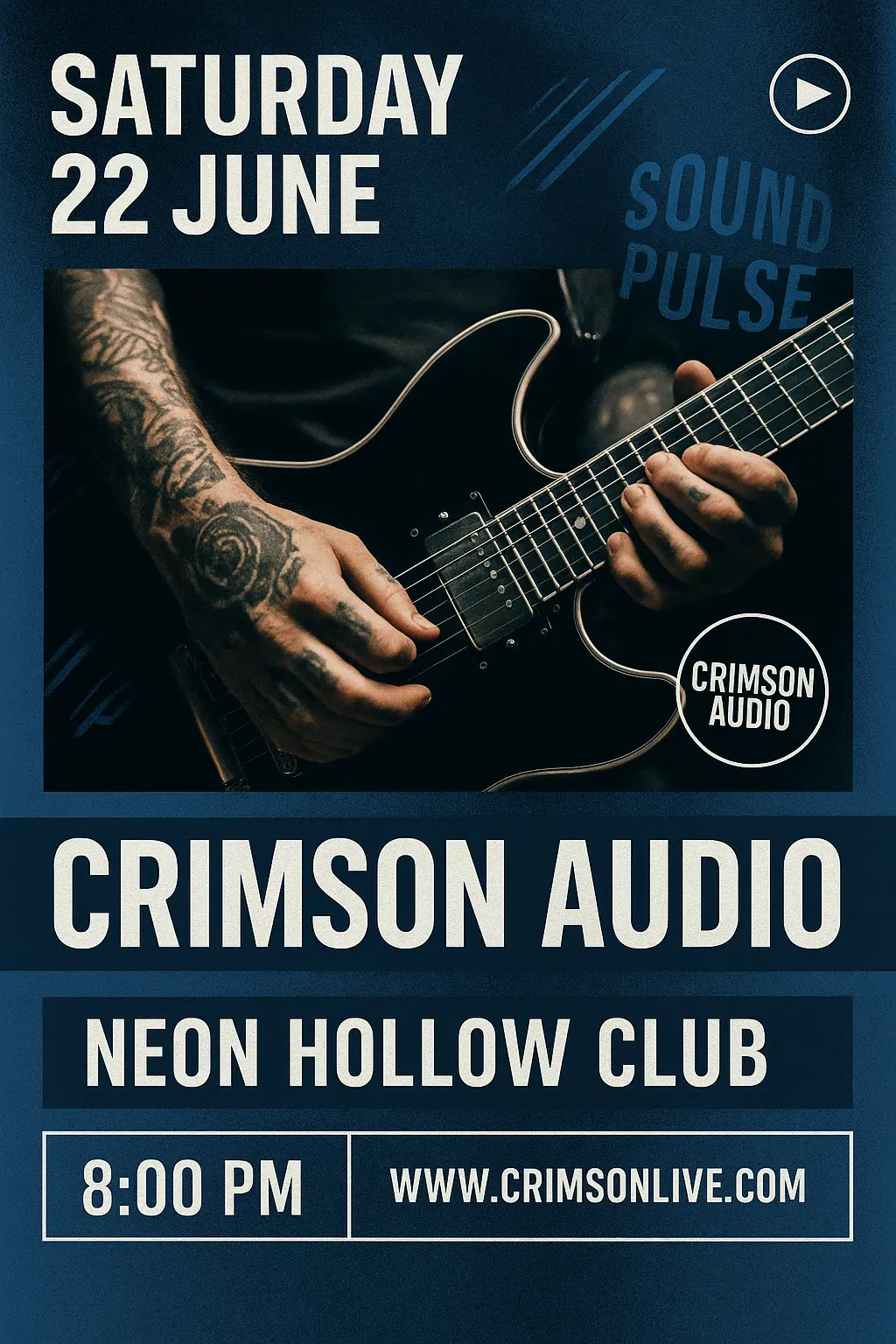 Rock Band Poster template featuring energetic lighting and bold fonts