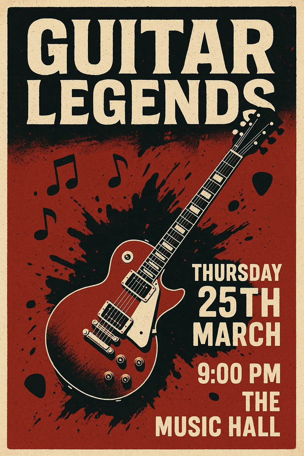 Grunge-style Band Poster template with dramatic guitarist scene