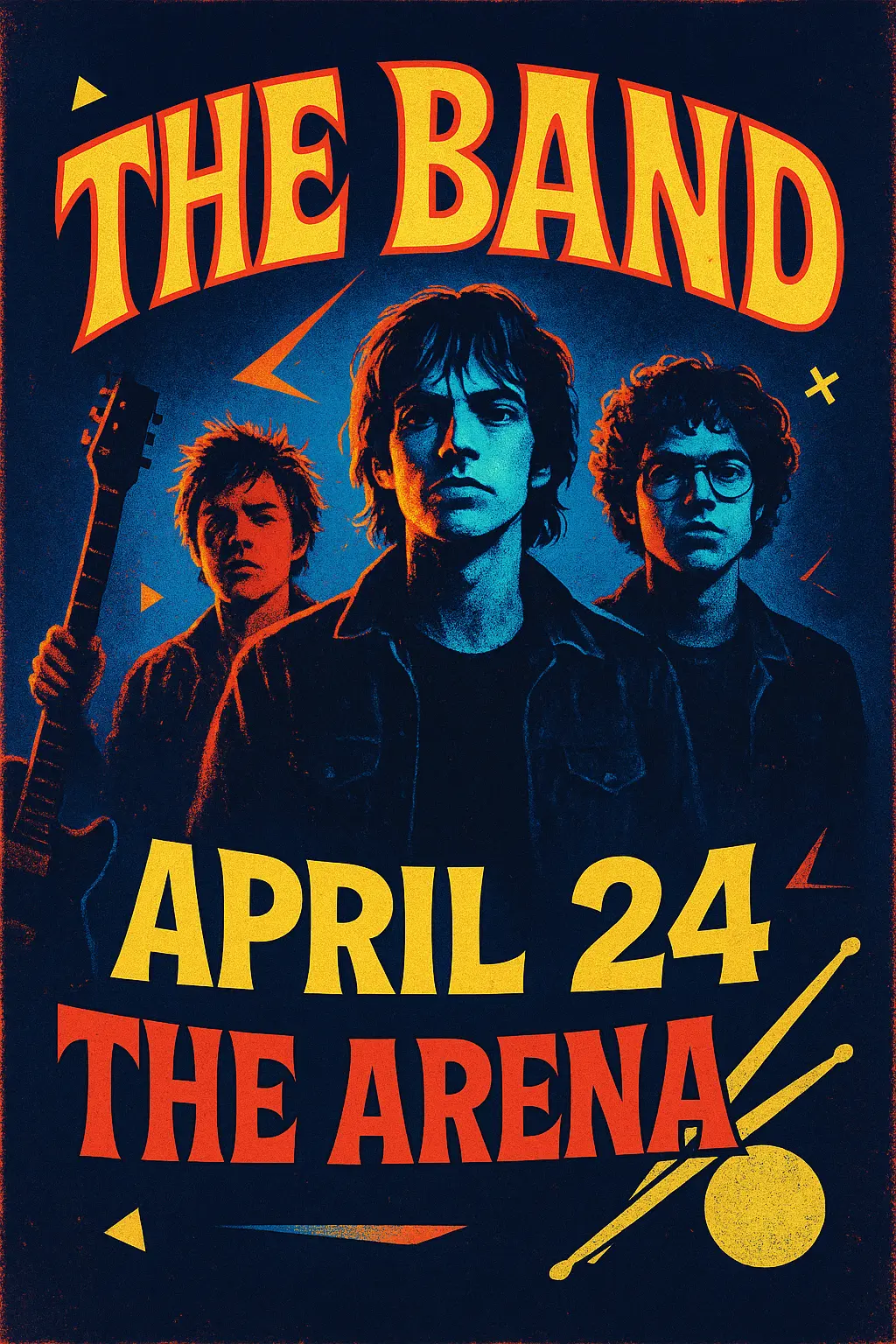 Electric guitar-focused Band Poster template with bold typography