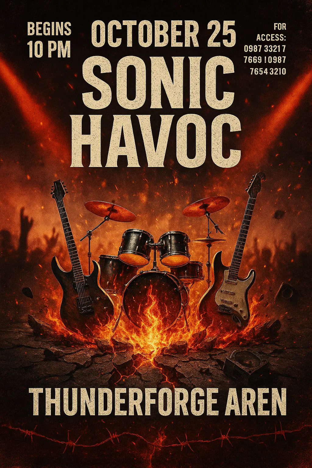 Grunge-style Band Poster template with dramatic guitar performance