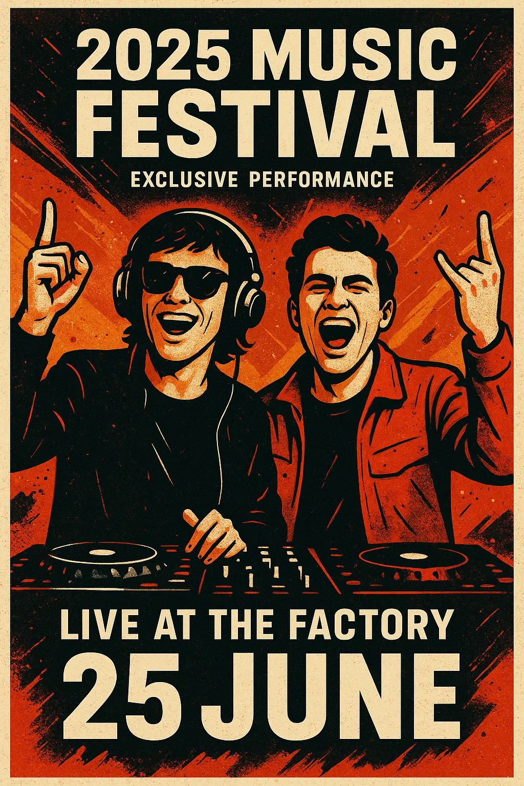 Grungy Band Poster template with screaming figure and bold red text