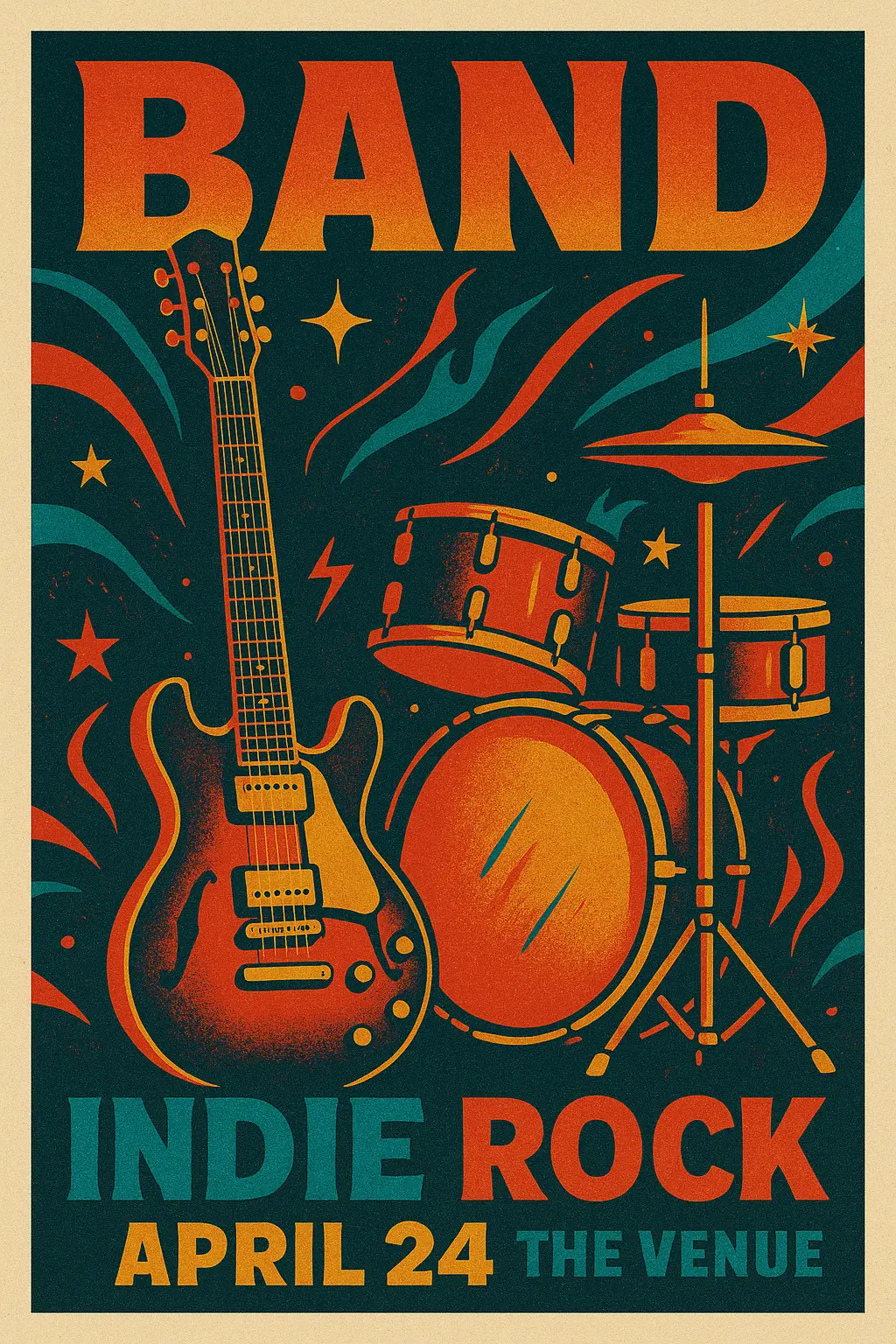 Modern Band Poster template with duotone musician collage