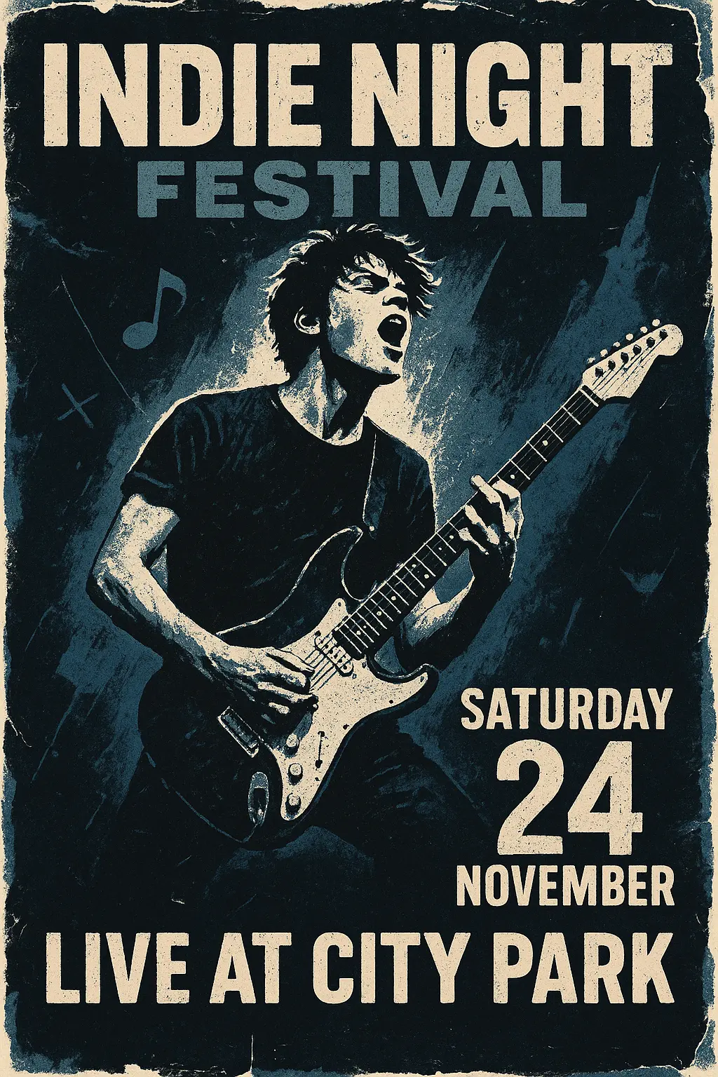 Band Poster template with a guitar and event details