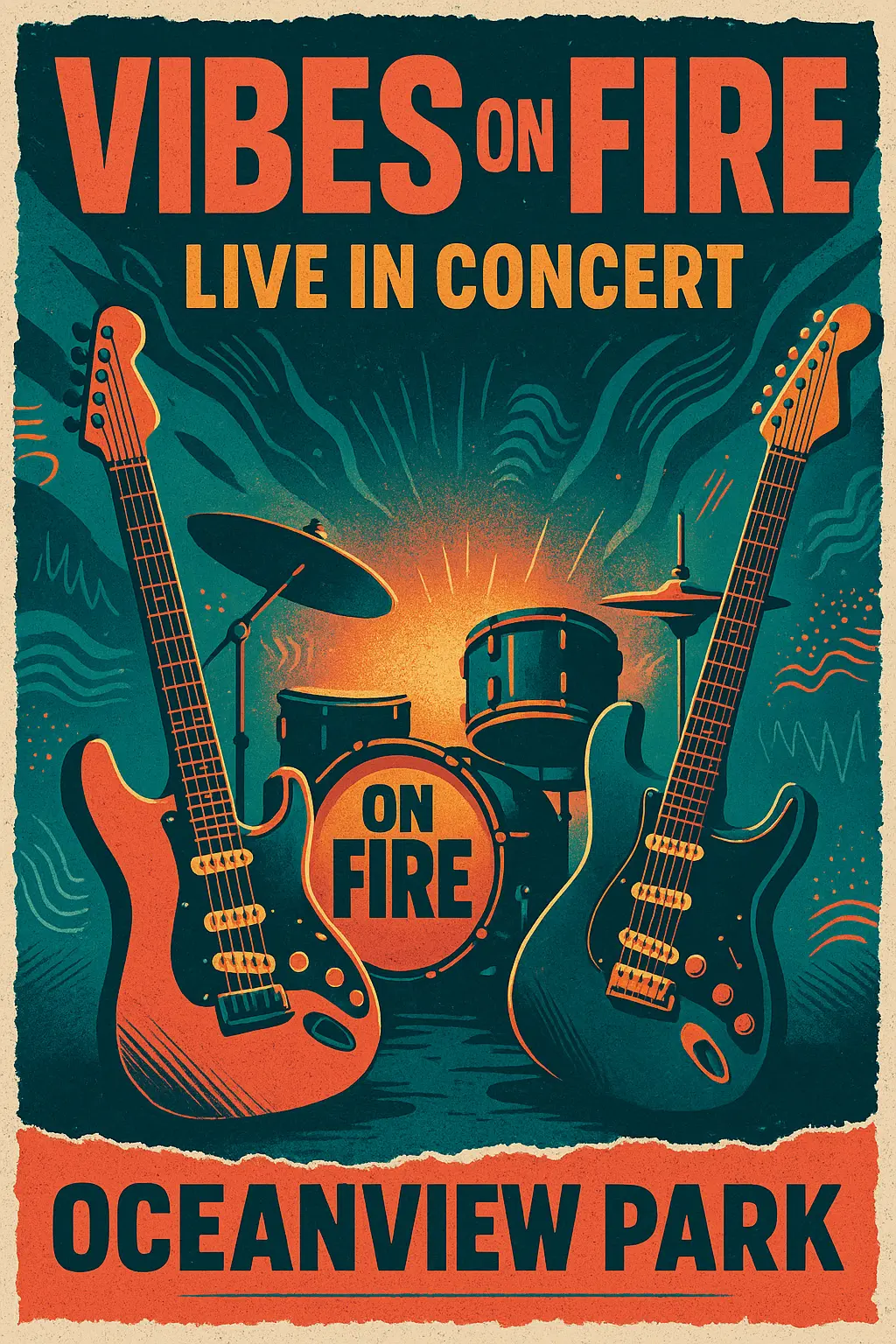 Rock music Band Poster template with electric guitar and event details