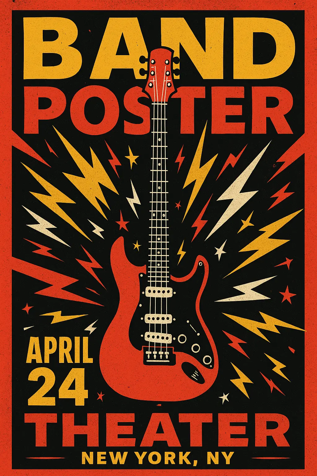 Grunge hip-hop Band Poster template with bold cracked lettering
