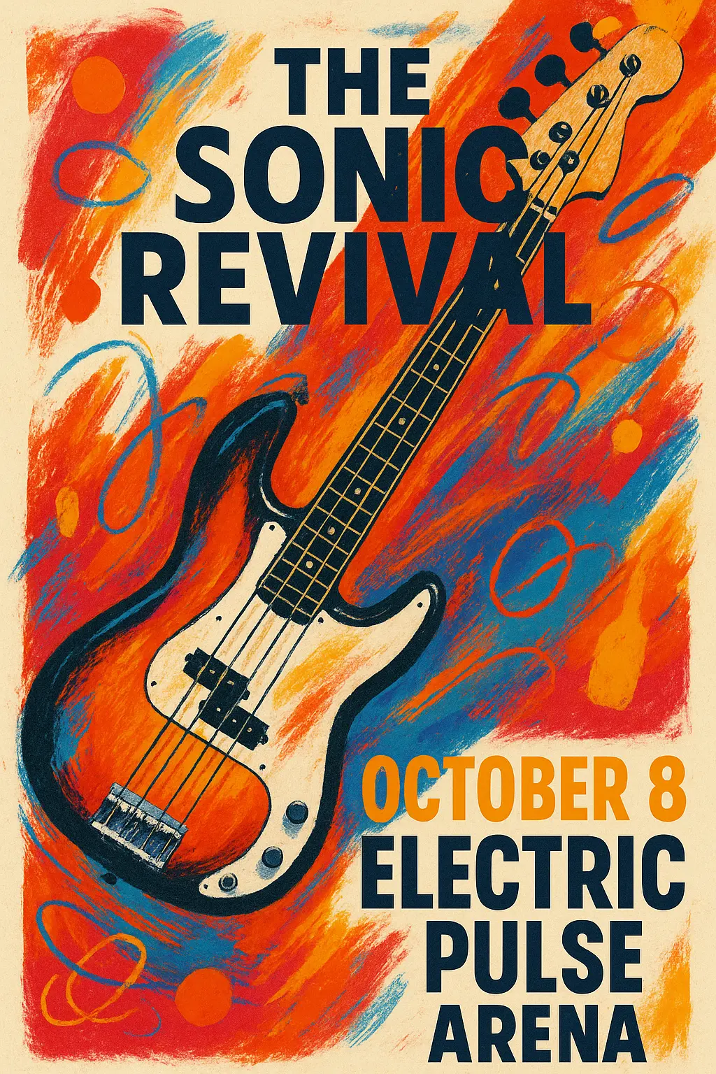 Retro indie Band Poster template with bold gold and black design
