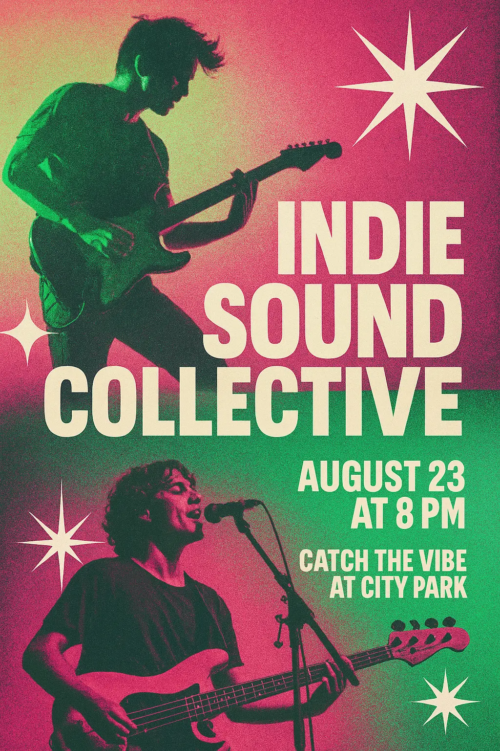 Band Poster template featuring a vibrant psychedelic guitar design
