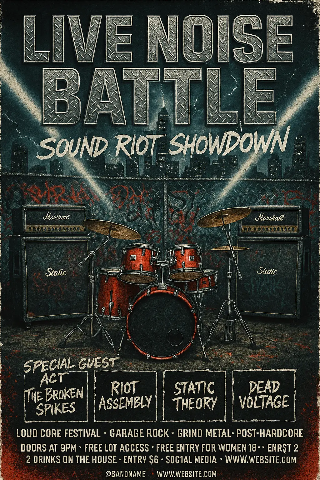 Minimalist Band Poster template with female guitarist and bold text