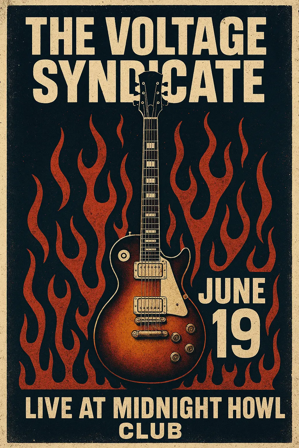 Indie rock Band Poster template with bold blue accents