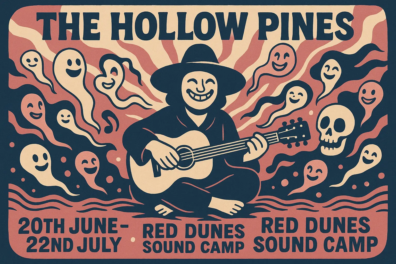 Blues Band Poster template with stylized guitar and mountain backdrop