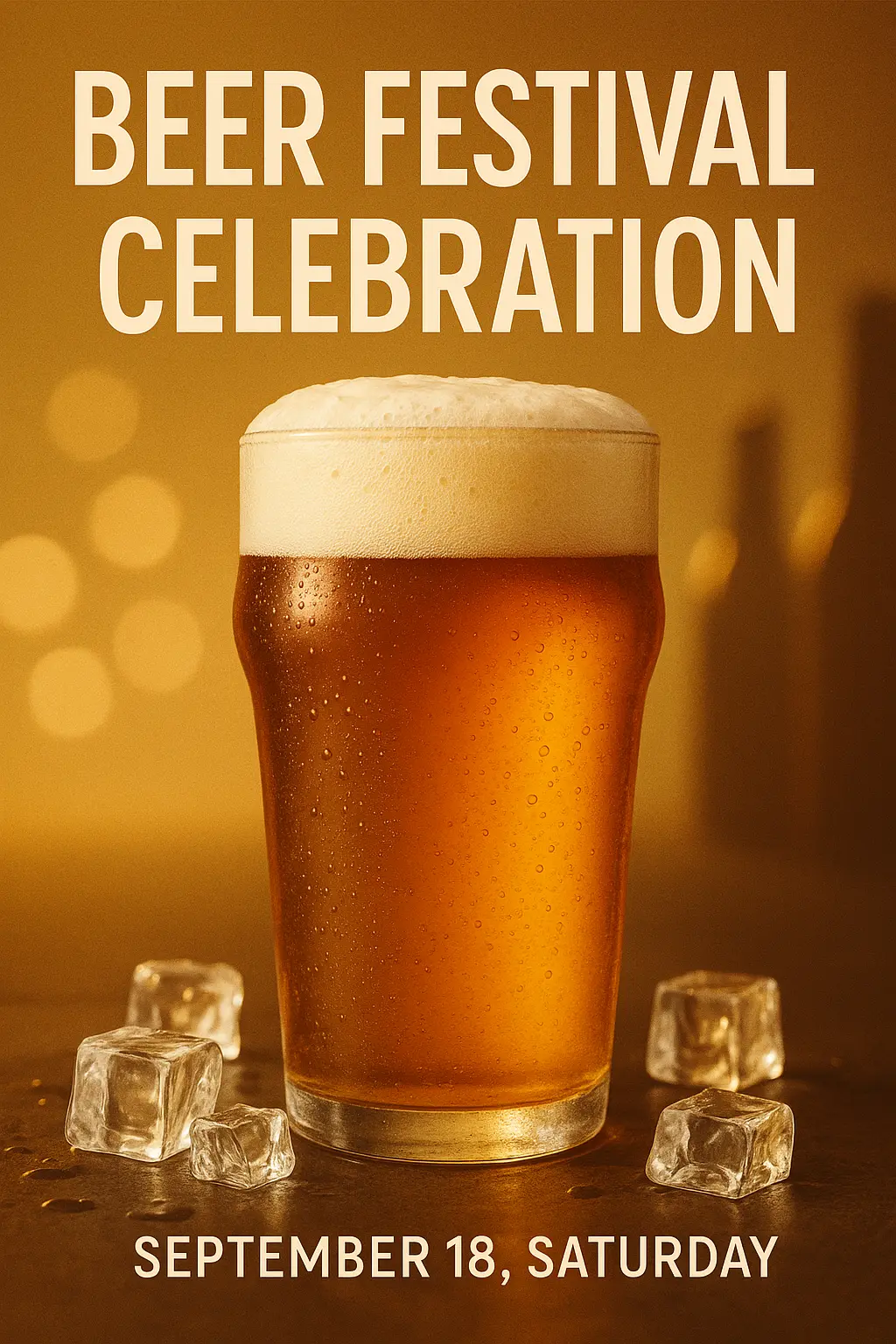 Beer Poster template featuring a frosty pint with golden hues