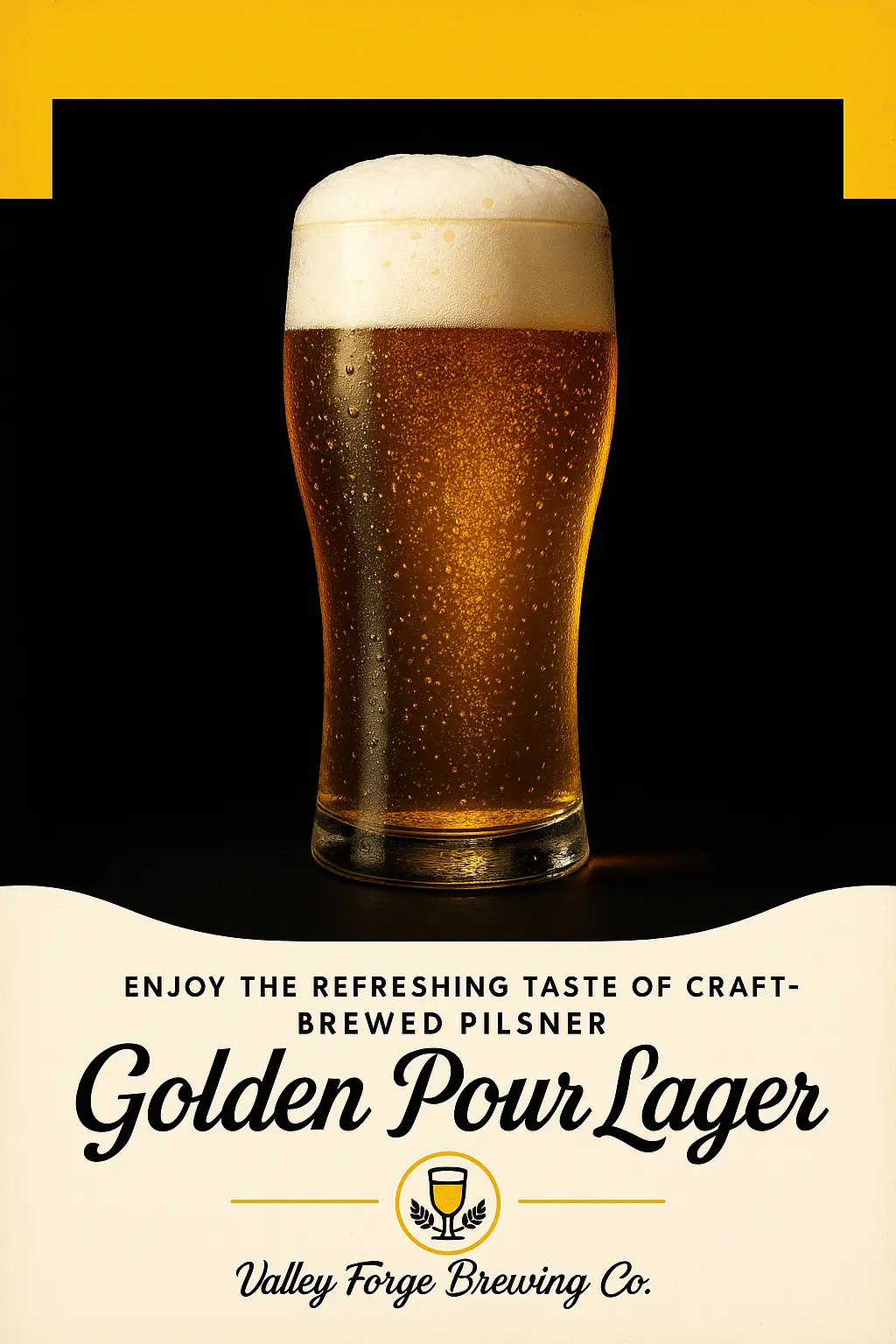 Beer Poster template with frosty pilsner and bold modern layout
