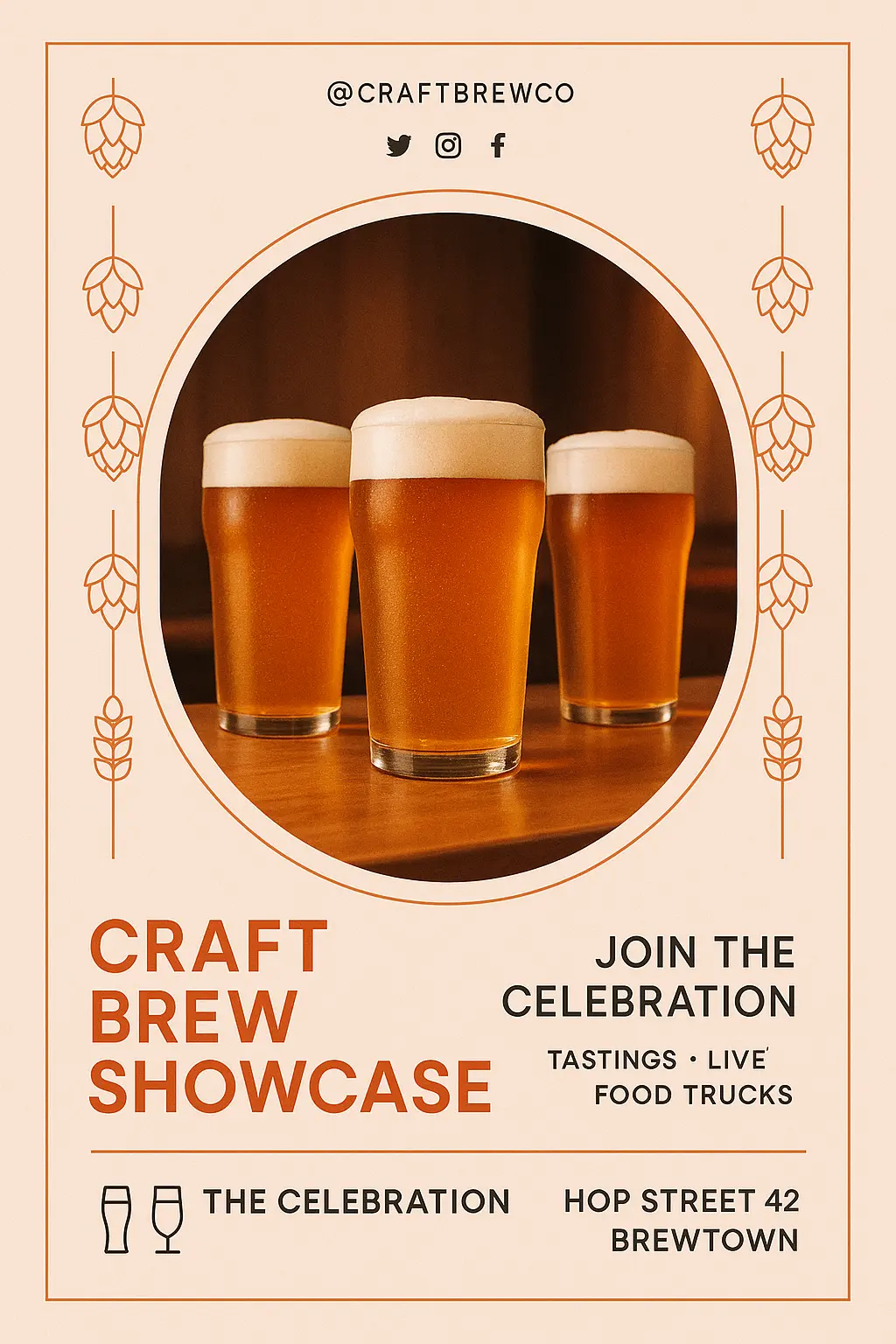 Beer Poster template with frothy pints and bold modern design