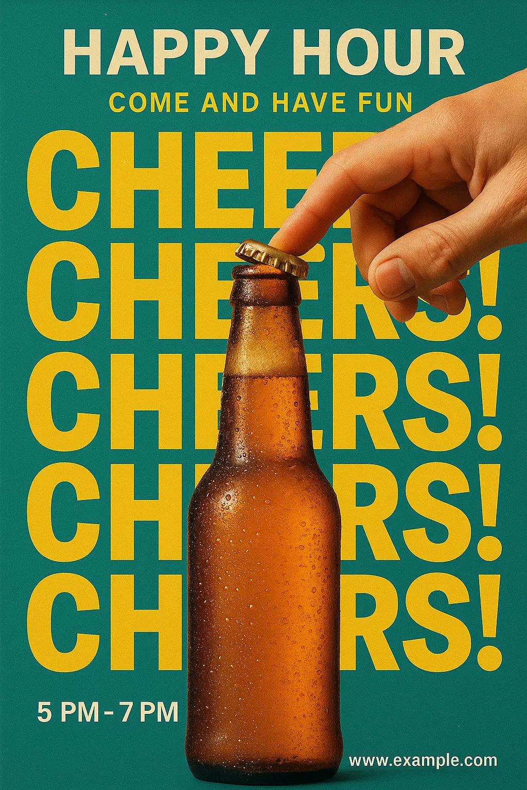 Beer Poster template with frosty bottle and 'CHEERS!' text