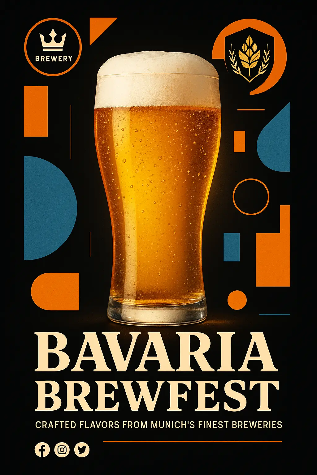 Modern Beer Poster template with pilsner glass and bold layout