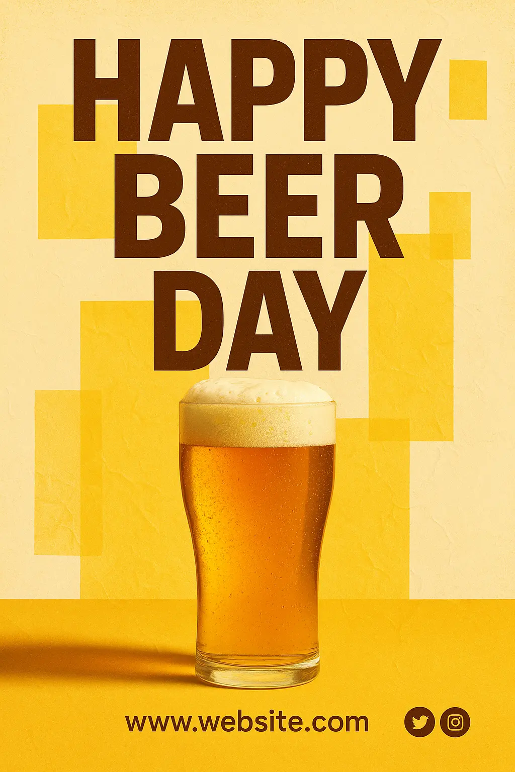 Beer Poster template with frothy pint, warm tones, and bold typography