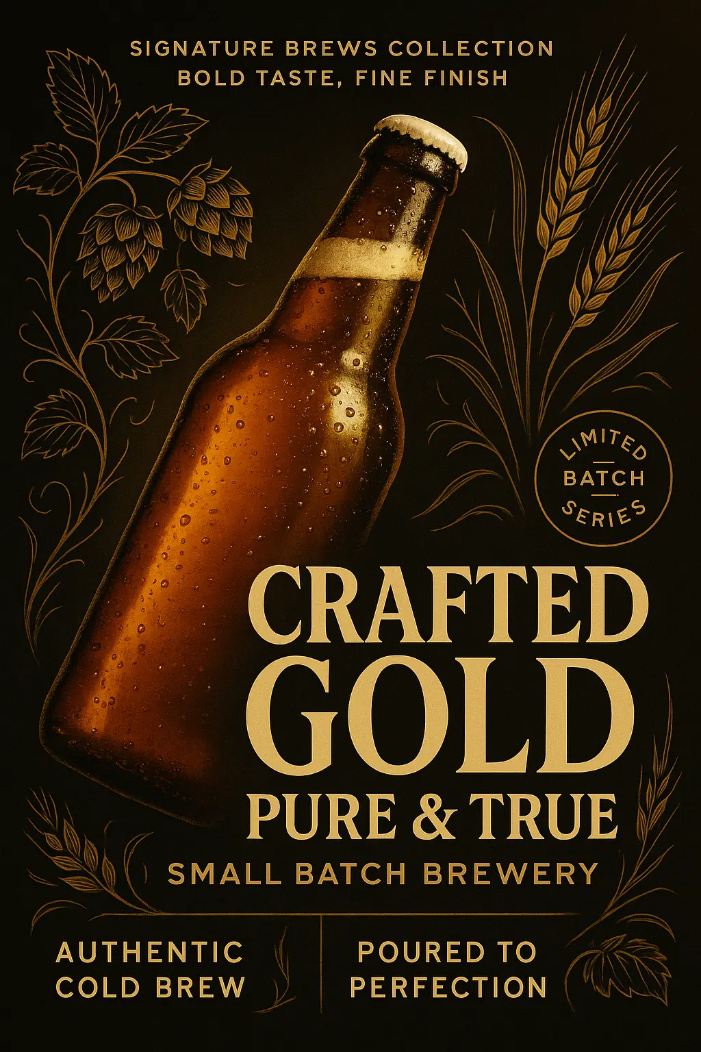 Beer Poster template with craft bottles and hop sketches