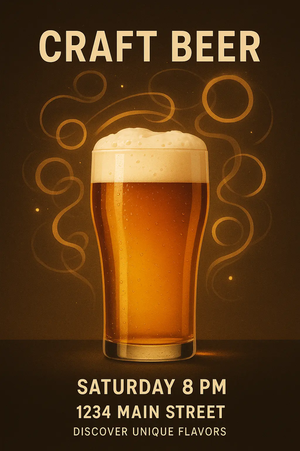 Beer Poster template with frothy pint and bold event design