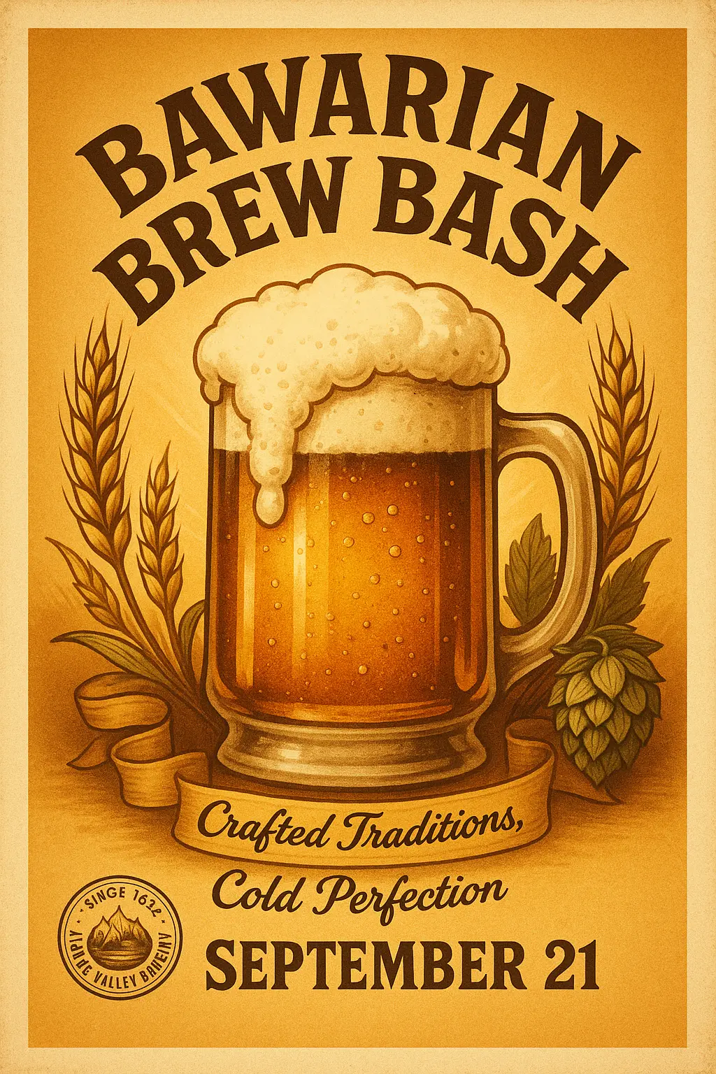 Vintage Beer Poster template with foamy amber ale mug