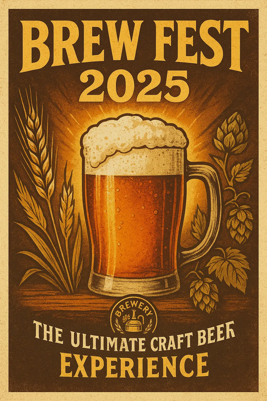 Beer Poster template featuring frothy pint and brewery event title