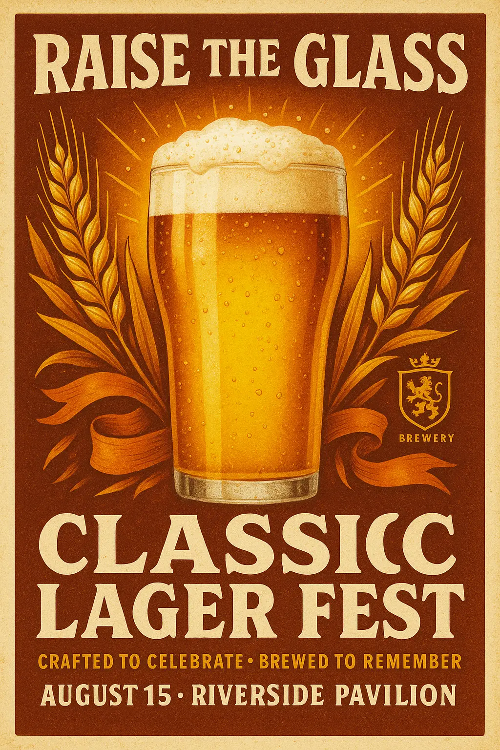 Retro Beer Poster template with golden lager and bold typography