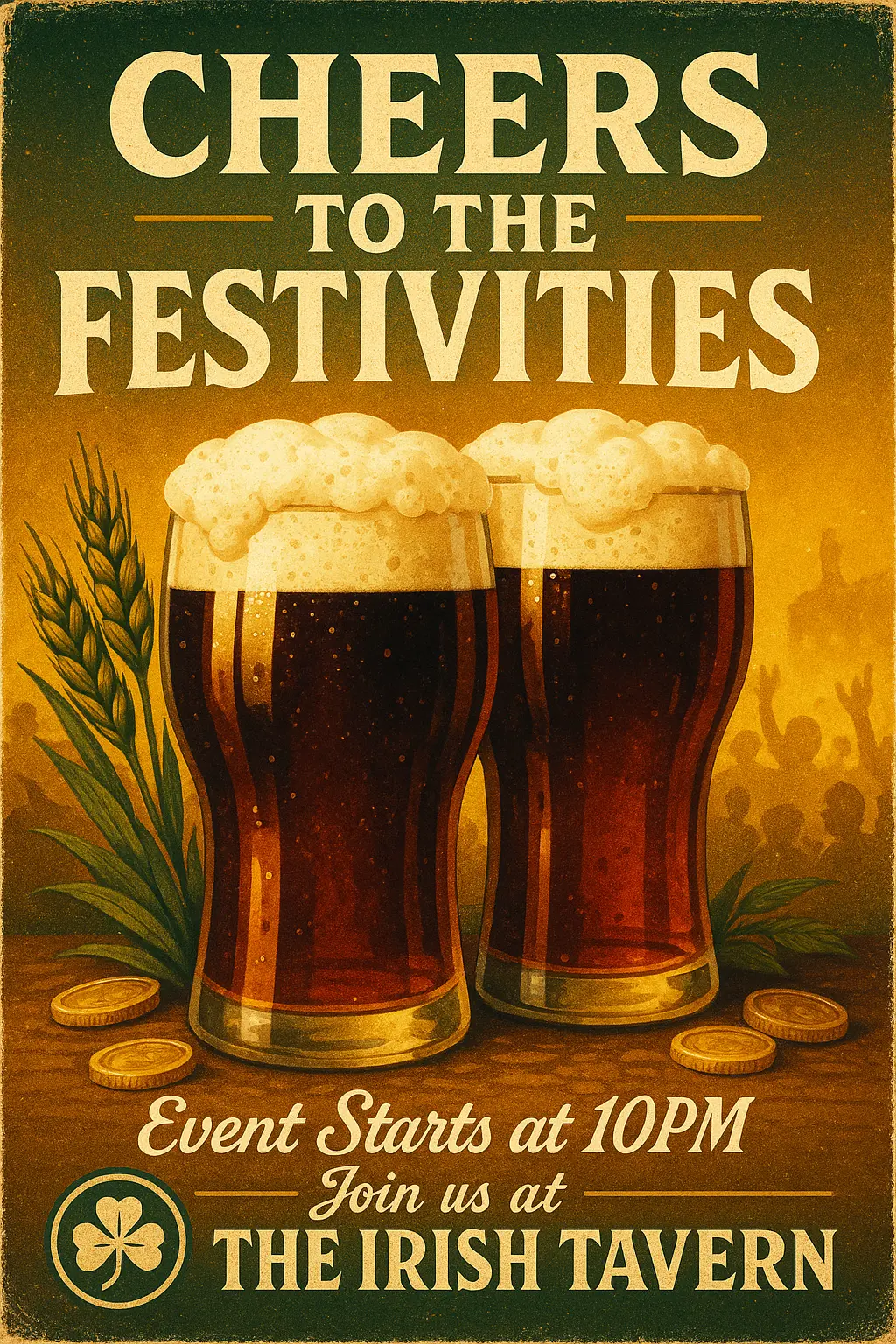 Beer Poster template with frothy dark beer glasses and festive vibe