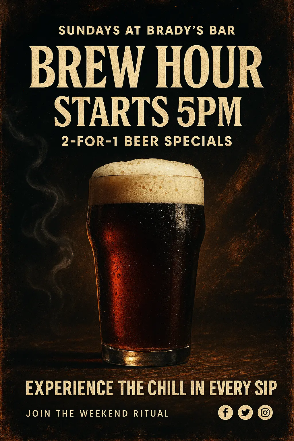 Bold Beer Poster template with frosty pint and retro text