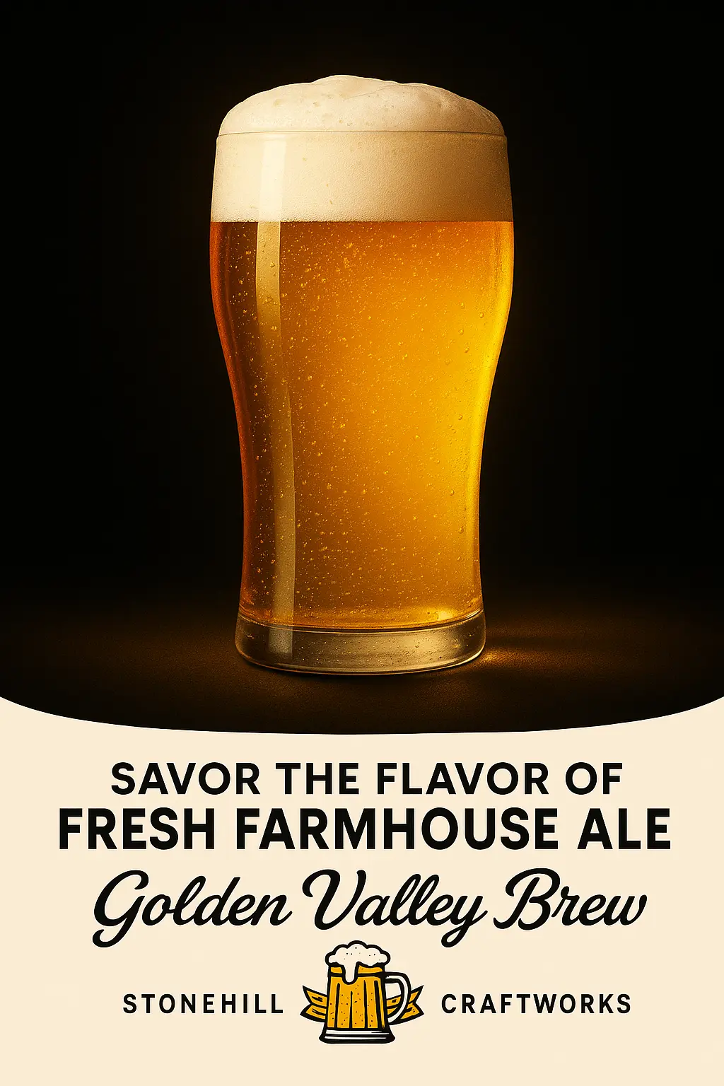 Beer Poster template with golden farmhouse ale and bold typography
