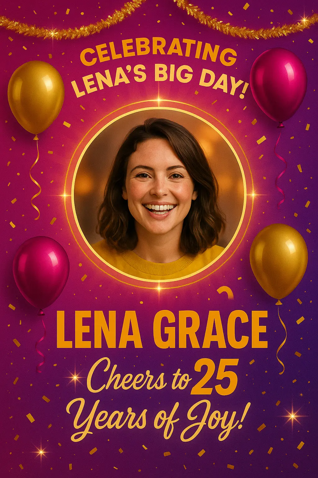 Bold retro Birthday Poster template with balloons and confetti