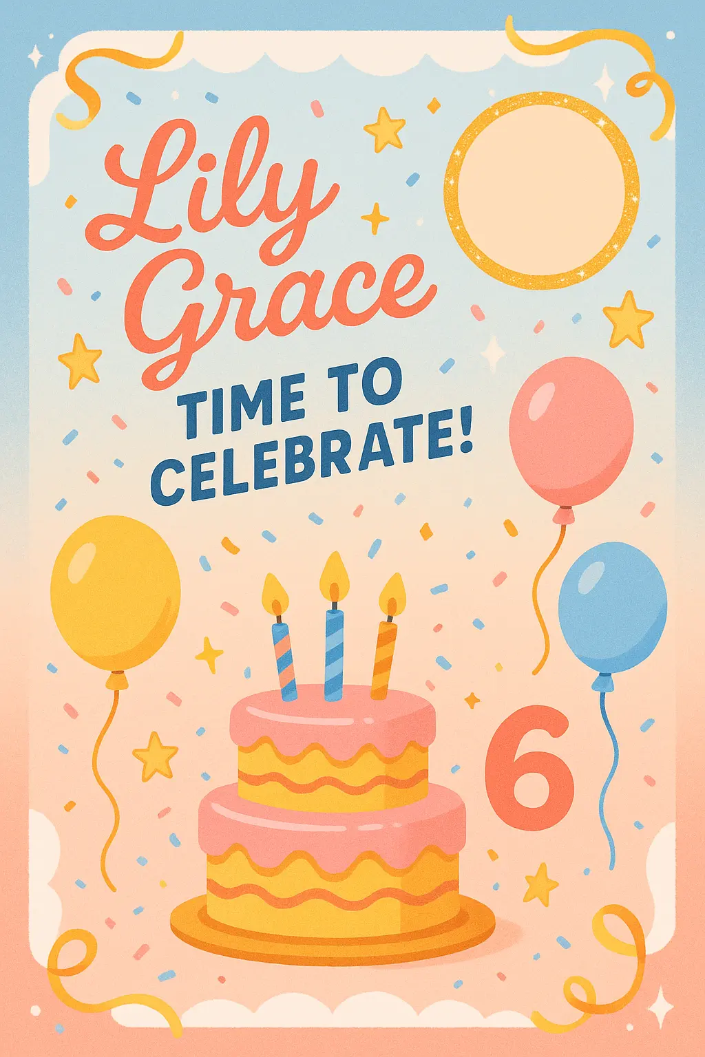 Playful pastel Birthday Poster template for young girl