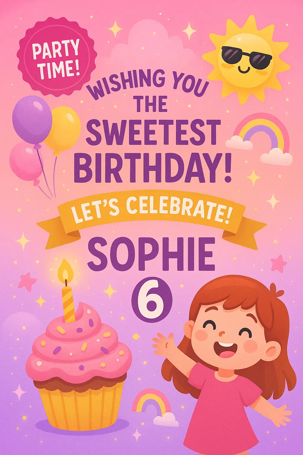 Playful cartoon Birthday Poster template for young child